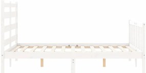 Cama sem colchão 140x200 cm madeira de pinho maciça branco