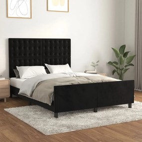 Estrutura de cama sem colchão 140x200 cm veludo preto
