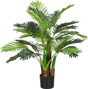 Palmeira artificial, 1 m de altura. Árvore artificial com tronco, ramos, líquen e folhas - Muito realista - Vaso incluído