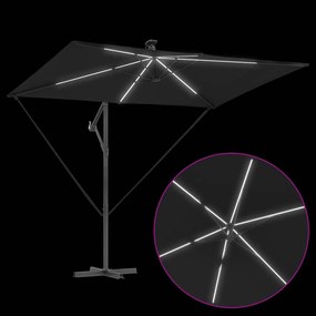 Guarda-sol de Bananeira Cantilever Preto 294 x 200 x 254 cm
