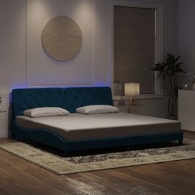 vidaXL Estrutura de cama c/ luzes LED 200x200 cm veludo azul