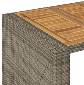7 pcs conj. de bar jardim c/ almofadões vime PE/acácia cinzento