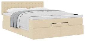 Cama otomana com colchão 140x200 cm tecido creme