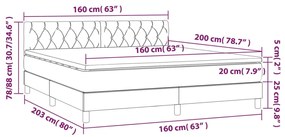 Cama box spring c/ colchão/LED 160x200 cm veludo verde-escuro