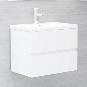 3071546 vidaXL Armário lavatório + lavatório embutido contra. branco brilhante