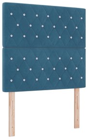 Cama Box Spring com Colchão e Banco Azul Escuro 90x200 cm Veludo