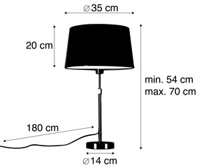 Candeeiro de mesa preto com sombra branca 35 cm ajustável - Parte Moderno