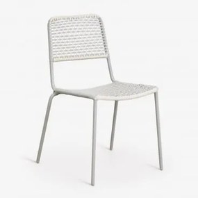 Pack De 4 Cadeiras De Jardim Empilháveis Em Aço E Vime Sintético Veyra Verde Cáqui - Sklum