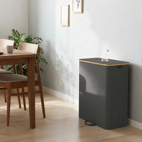 Caixote lixo para garrafas de 140 L, recipiente de reciclagem com tampa e saco interior 52,5 x 38,5 x 70,5 cm cinza-bege