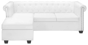 Sofá Chesterfield em forma de L couro artificial branco