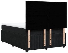 Cama com molas/colchão 140x190 cm veludo preto