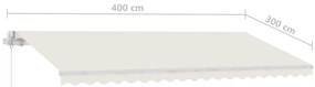 Toldo retrátil manual com LED 400x300 cm cor creme