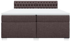 Cama com molas/colchão 200x200 cm tecido castanho-escuro