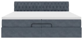 Estrutura de cama otomana com colchão 200x200cm cinzento escuro