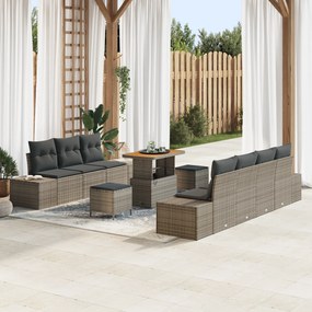 Conjunto de Sofá de Jardim com 10 Peças com Almofadas Rattan Sintético