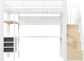 Cama alta 90×200 cm, Branco | AOSOM Portugal