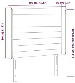 Cabeceira cama c/ luzes LED tecido 103x16x118/128cm cinza-claro