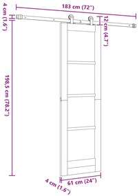 Porta Deslizante vidaXL com Conjunto de Ferragens Branca 61x198,5 cm M