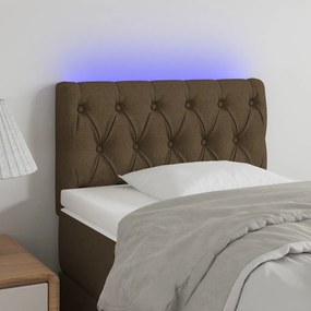 Cabeceira de cama c/ luzes LED tecido 80x7x78/88 cm castanho