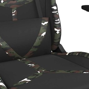 Cadeira gaming massagens apoio pés couro artif preto/camuflagem