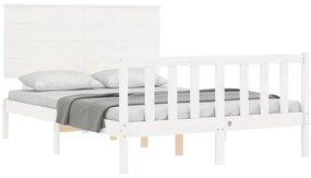 Cama sem colchão 140x200 cm madeira de pinho maciça branco