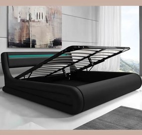 Cama Hidráulica com Arrumação "Riana" - 150x190 cm - Preto - Polipele