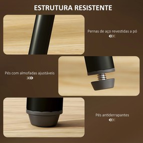 Conjunto de 2 Bancos de Bar Bancos Altos de Cozinha com Encosto em Vime Assento em PU Estrutura de Aço 45x50x97 cm Castanho