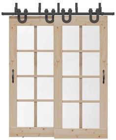 Kit de ferragens para porta deslizante 200 cm aço preto