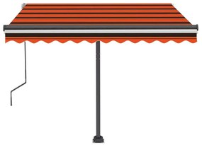 Toldo retrátil manual com LED 350x250 cm laranja e castanho