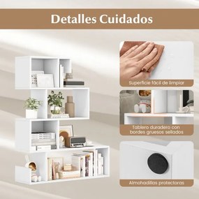 Estante geométrica de 5 níveis em forma de S com cubos abertos Kits anti-derrapantes Branca