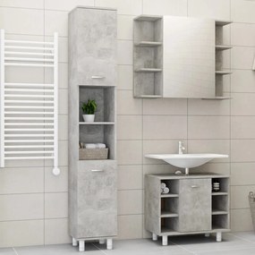 3 pcs conj. móveis casa de banho contraplacado cinzento cimento