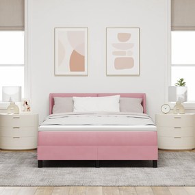 Cama Box com Colchão vidaXL Rosa 140x190 cm Veludo