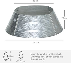Saia para Árvore de Natal em Metal Impermeável, Decoração para Festas e Casa, 66x66x23 cm, Prateado