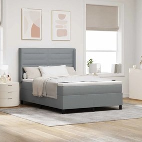 Camas Box Spring vidaXL com Colchão e Luz LED Cinza Claro 160x200 cm Tecido