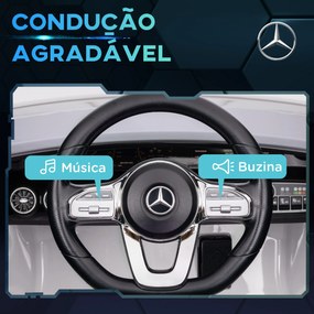 Carro Elétrico para Crianças Carro Mercedes AMG CLA 45 com Bateria 12V  Faróis LED Buzina e Música 110x61x45 cm Branco