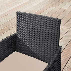 Conjunto de jardim com mesa e 2 cadeiras Preto-taupe