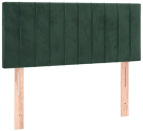 Cama com molas/colchão 80x200 cm veludo verde-escuro