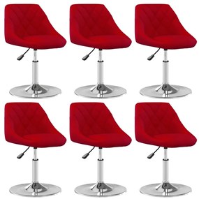 Cadeiras de jantar giratórias 6 pcs veludo vermelho tinto