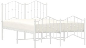 Estrutura de cama com cabeceira e pés 120x190 cm metal branco