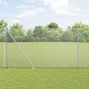 vidaXL Cerca de Arame Soldado com 7 Postes de Estaca 1,5x10 m Aço Galvanizado