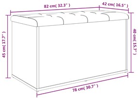 Banco de arrumação 82x42x45cm derivados madeira carvalho fumado
