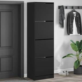 vidaXL Sapateira com 4 gavetas articuladas 60x42x204 cm preto