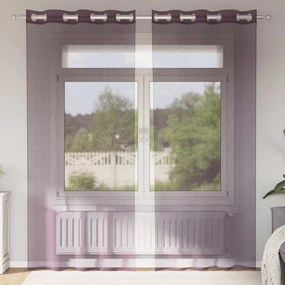 Cortinas de voile com ilhós 2 pcs roxo 140x245 cm