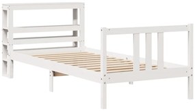 Estrutura de cama com cabeceira 100x200cm pinho maciço branco