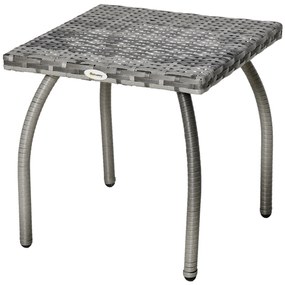 Outsunny Mesa de Jardim de Vime com Pés de Metal Capacidade 30 kg Mesa de Exterior para Pátio Terraço Varanda 45x45x44 cm Cinza