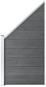 Painel vedação WPC 2 quadrados + 1 inclinado 446x186cm cinzento