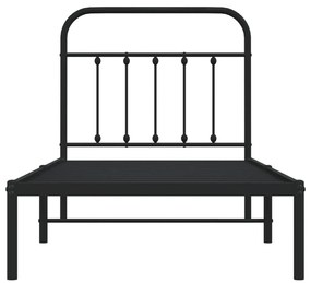 Estrutura de cama com cabeceira 90x200 cm metal preto