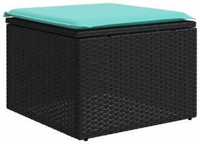 6 pcs conjunto de sofás p/ jardim c/ almofadões vime PE preto
