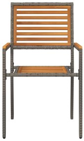 Cadeiras de Jardim Empilháveis - 2 pcs em Rattan Poliéster Cinza