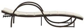 Espreguiçadeira com almofadão 60x199x42 cm vime PE castanho